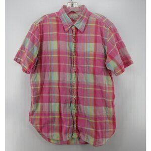 VINTAGE Paul Stuart Shirt Large Button Down Plaid Poplin Preppy USA *